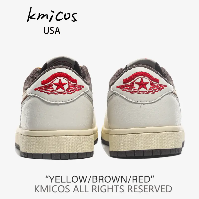 Air Kmicos Lightning AJ1 Beige and Brown 2025 Summer Limit Xiaohongshu Same Style Low Ankle Classic Versatile Shoes