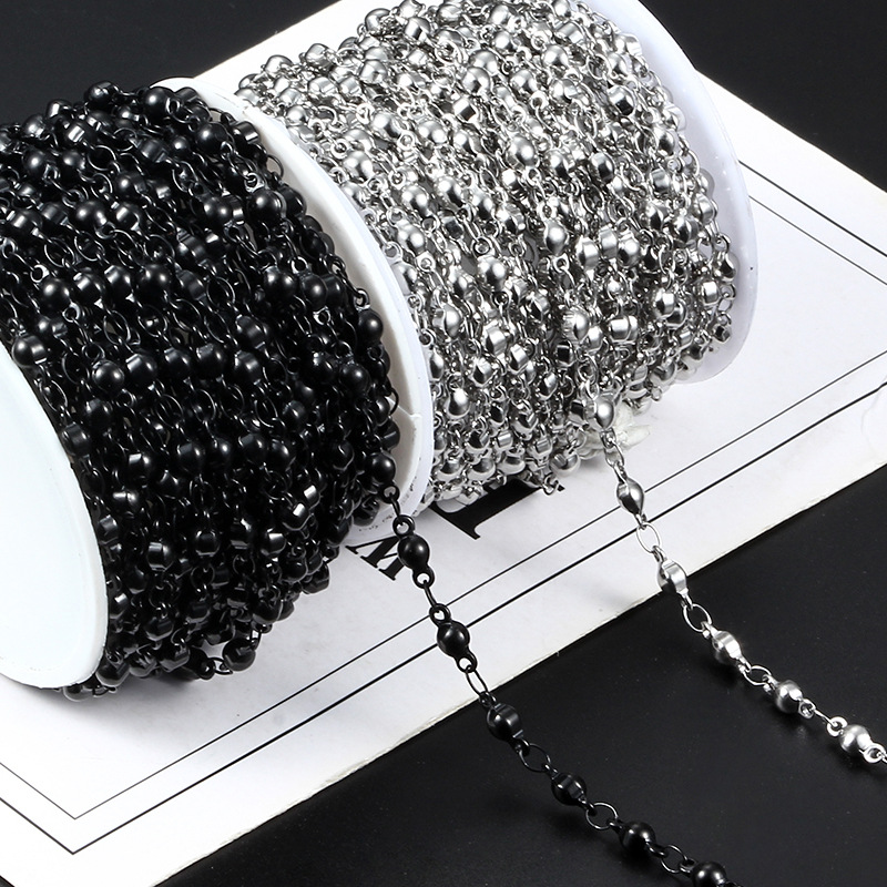 Stainless steel new black lantern chain jewelry chain DIY European and American hip hop pendant foreign trade fashion scroll chain