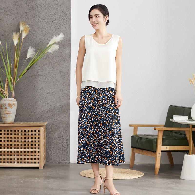 Silk Camisole Women's Inner Wear Summer New Intimates Double Layer Mulberry Silk Outer Wear Large Size Fake Two-Piece Bottoming Shirt