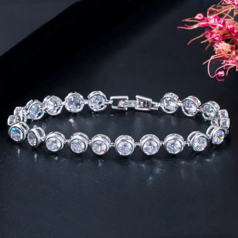 Amazon zircon bracelet wish foreign trade best selling jewelry real gold electroplating allergy manufacturers wholesale