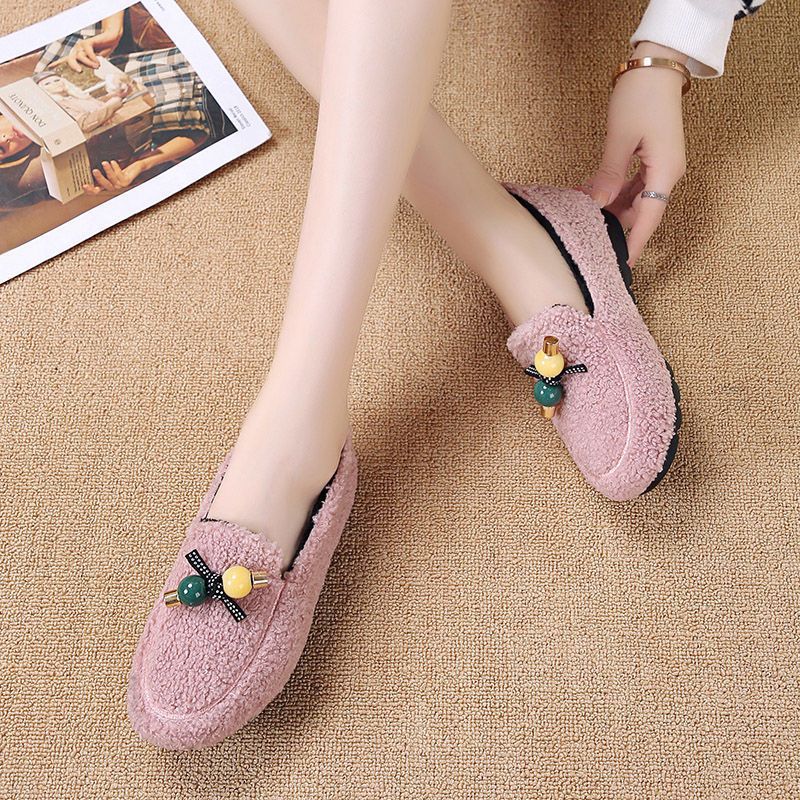 Beijing-Style Cloth Shoes with Cotton Lining and Thick Fur, Korean-Style Versatile Women's Trendy Loafers for Outdoor Wear