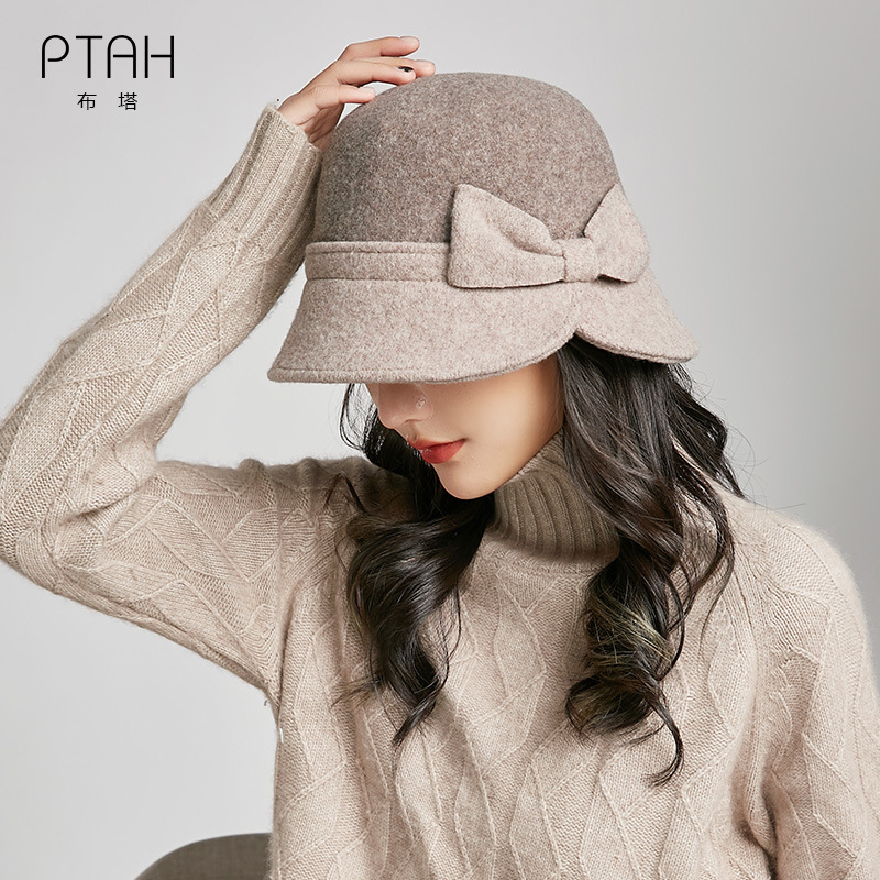 Butta Wool Fisherman Hat Children's Autumn and Winter Big Brim Warm Wool Hat Fashion All-match British Basin Hat 887