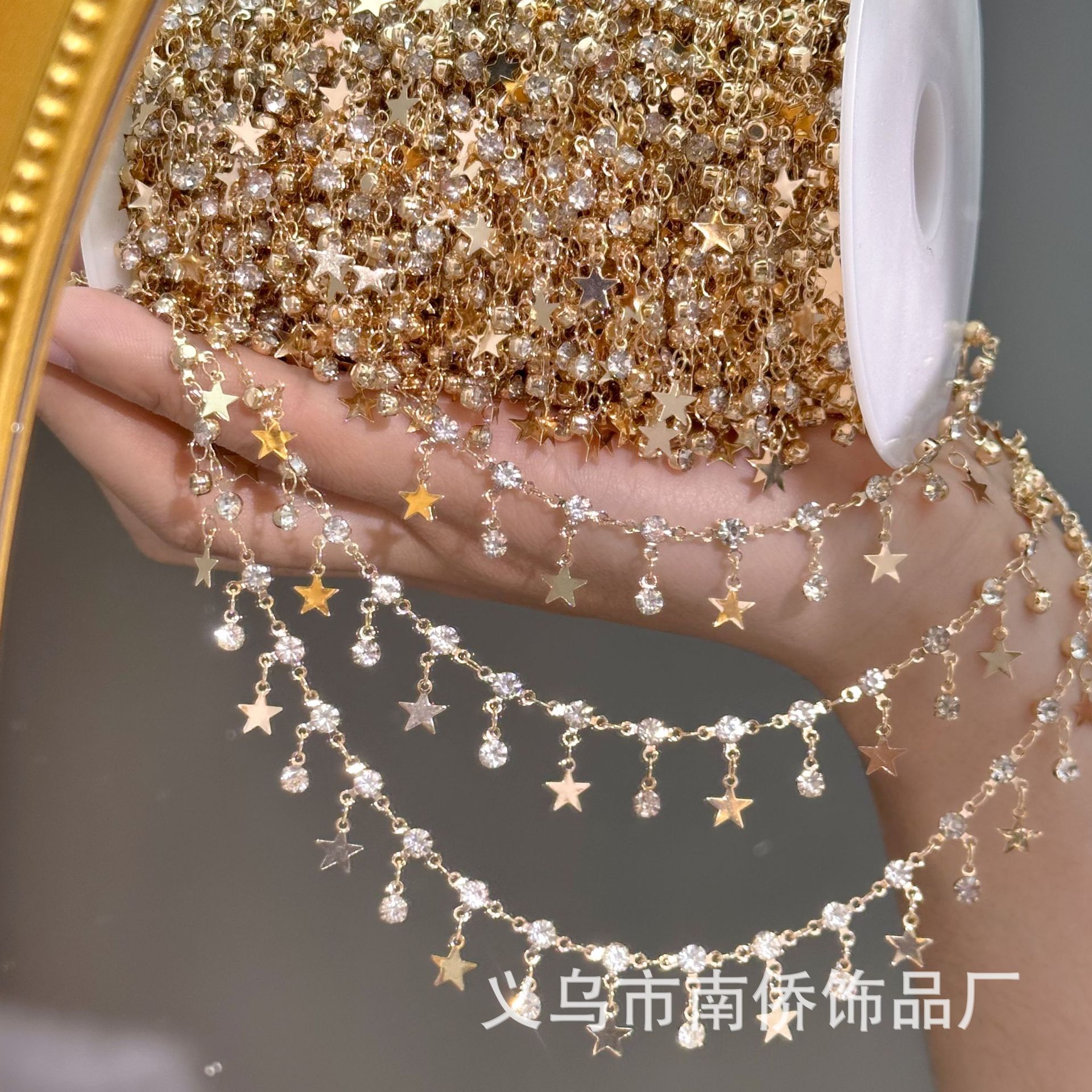 diy chain star chain flash diamond chain handmade headscarf gauze scarf tassel jewelry chain clothing materials