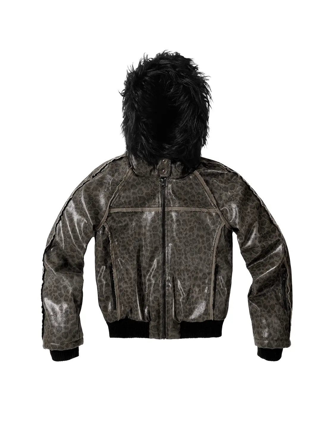 Night Lab 2026 Devil Sequin Vintage Wool Leopard Print Fitted Brown Cotton Jacket