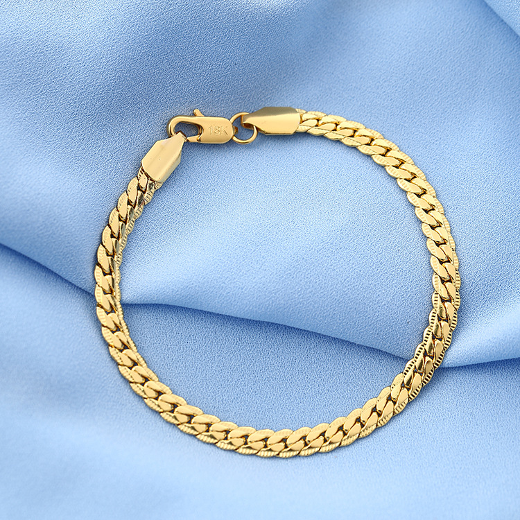 Manufacturers supply silver DIY jewelry European and Korean fashion jewelry imitation 18k yellow 5MM sideways whip bracelet