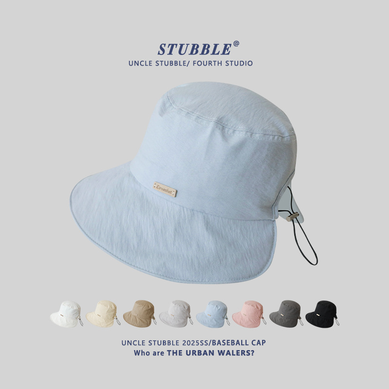 Summer Thin Quick-Drying Sun Protection Hat for Girls Outdoor Large Brim Sun Hat Casual Versatile Pure Color Fisherman Hat for Men