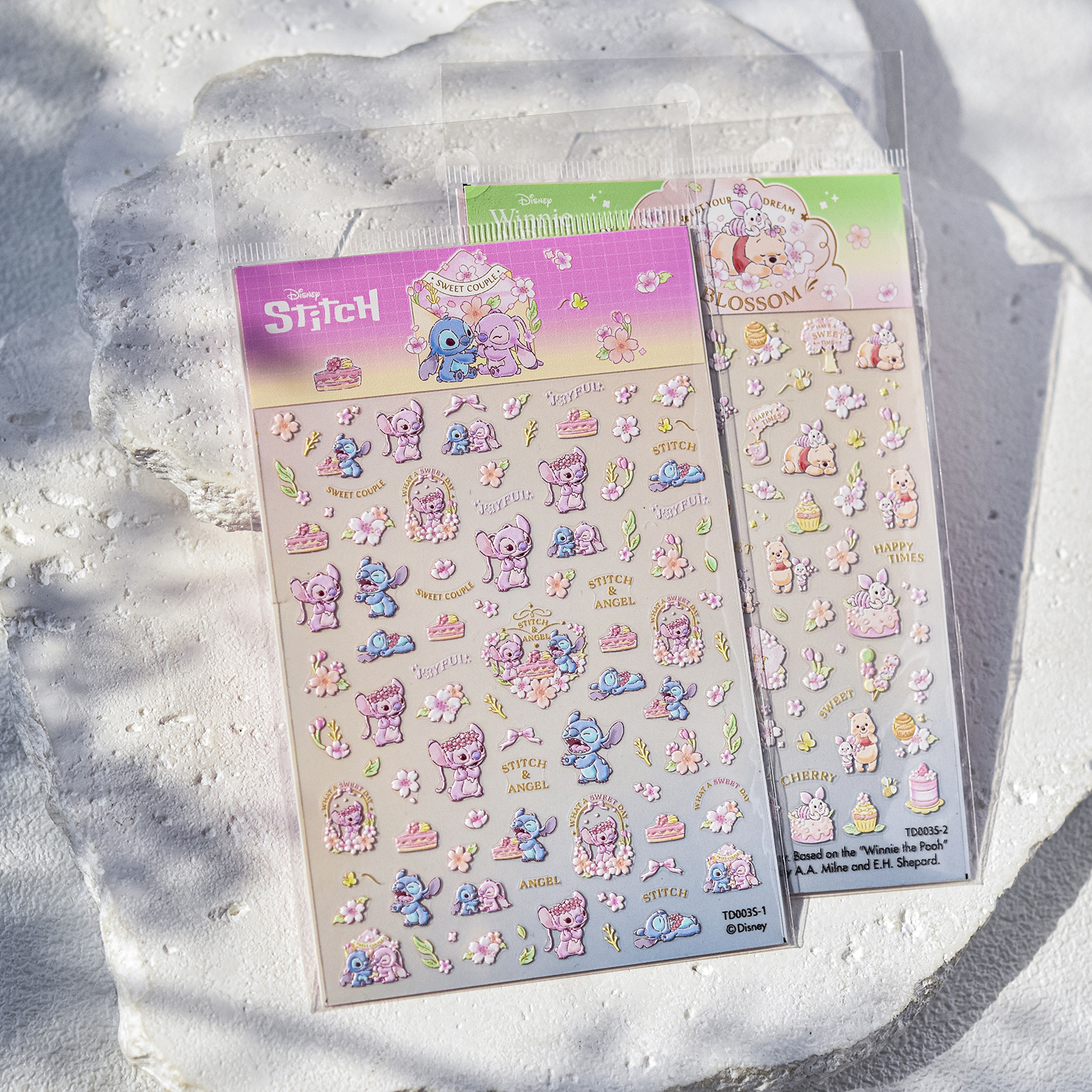 Disney Tomoni Embossed Nail Art Stickers Genuine Lilo and Stitch Angel Guka Handbook Stickers