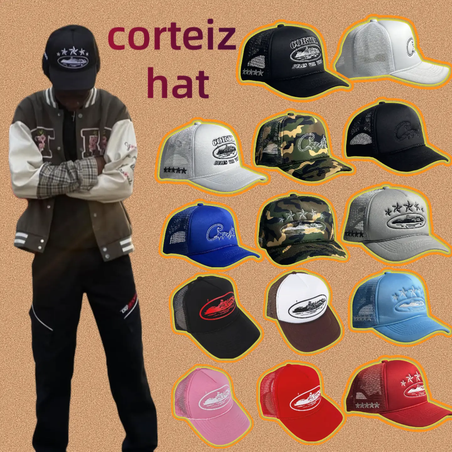 High Version Crorteiz American Baseball Cap Alcatraz Embroidered Hat Breathable Mesh Hat Sunshade Trucker Hat Hat
