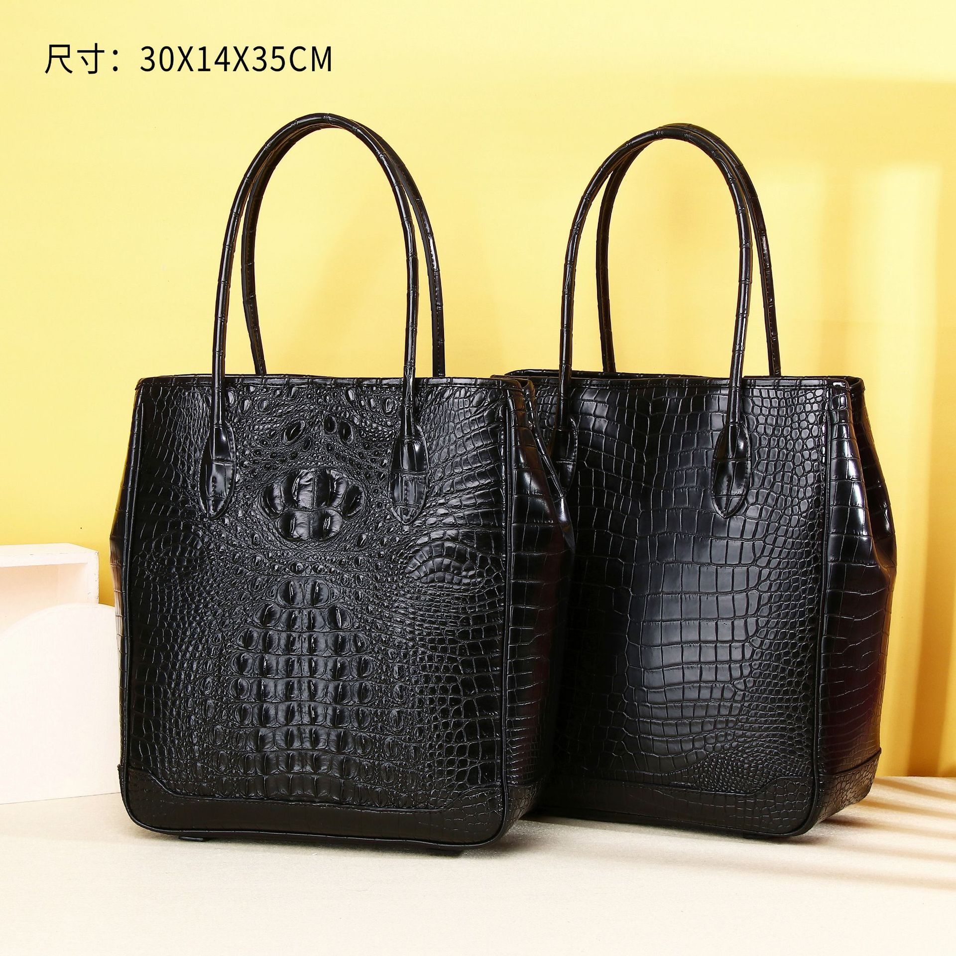 New Arrival 2024 Versatile Fashionable Crocodile Belly Pattern Handbag Classic Vertical Tote Bag Large Capacity Men's Bag Trendy Wholesale