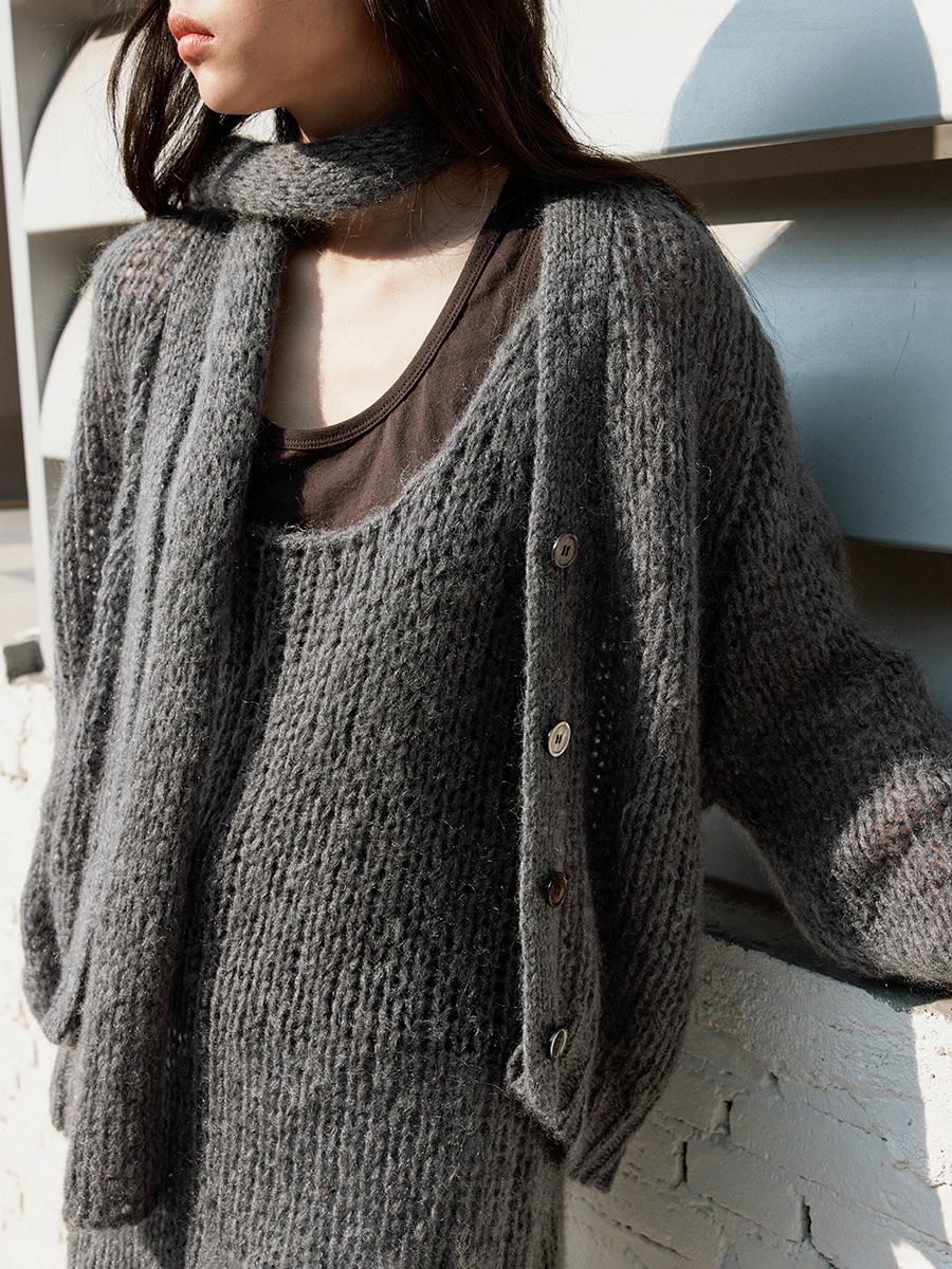 Love and Nancy Thirteen Lines 2026 Spring/Summer Korean Style Elegant V-Neck Single-Breasted Versatile Long-Sleeve Knitted Cardigan 03993