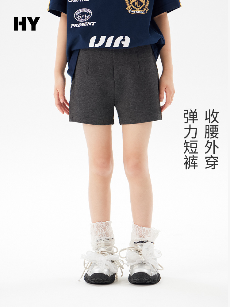 Girls' Waist-Cinching Pants 2026 Summer New Korean Style High-Elastic Shorts for Children, Thin Summer Wear for Older Kids, Miu Style