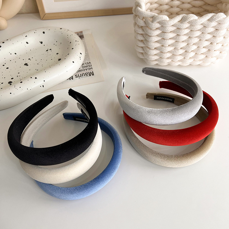 Classic Versatile Velvet Headband Retro French Temperament Headband Cranial Top Increased Hair Clip Pressing Hair Japanese and Korean Style Hair Accessories Headdress