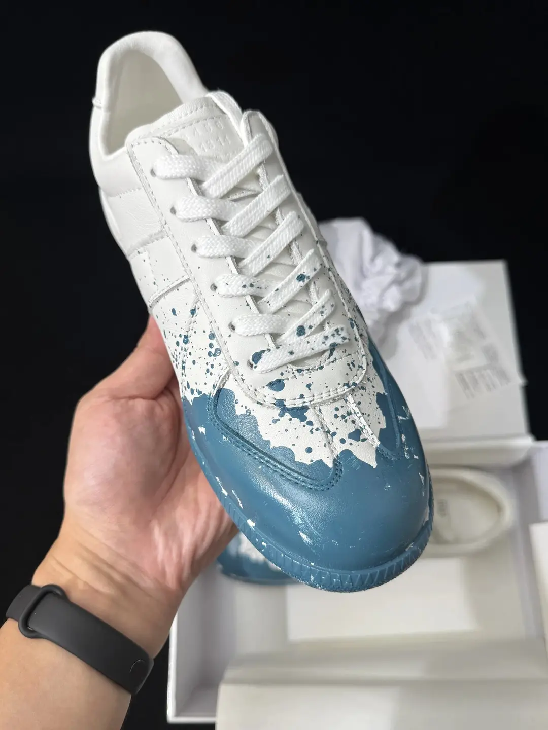 2025 New arrival Green Graffiti Inkjet Desun Shoes Plus size 464748 Handmade Leather Sneakers Couple Casual Shoes