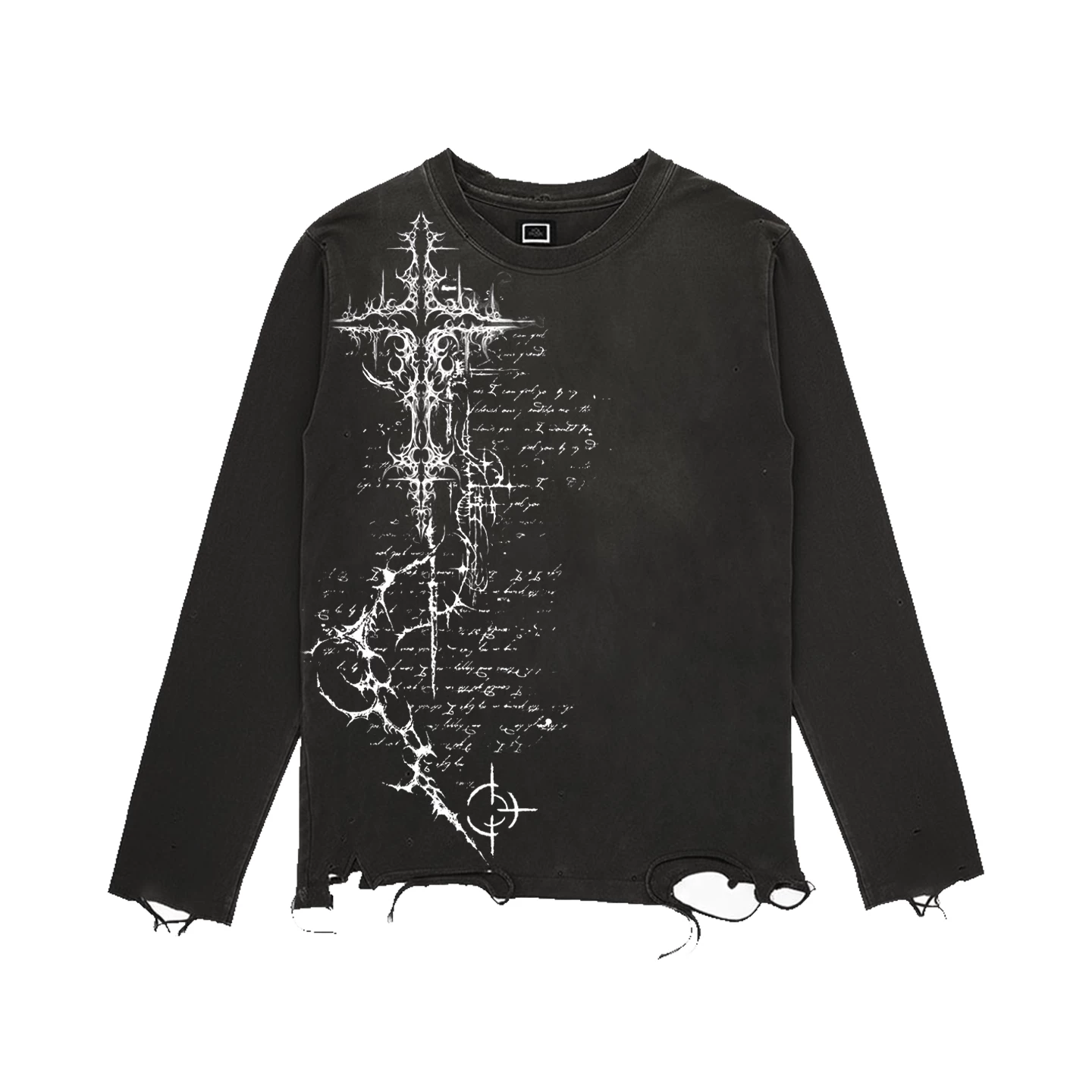 Shibu! Subculture Ins niche dark gothic genderless vintage distressed long sleeved T-shirt