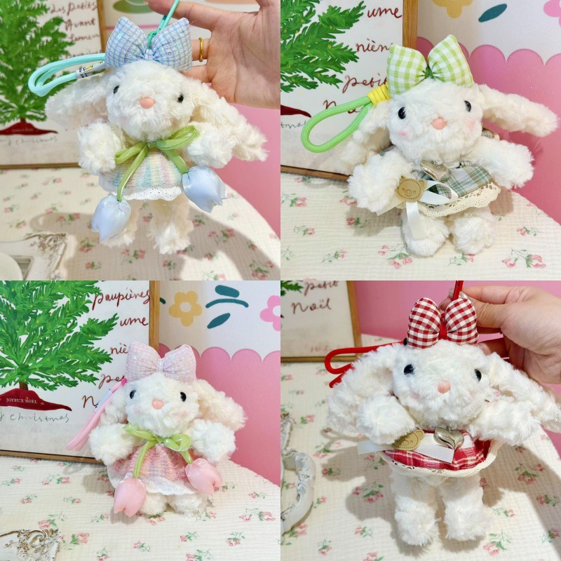 Cute Ear Rabbit Pendant Bonny Rabbit Doll Maillard Wedding Dress Plush Doll Bag Hanging Couple Gift