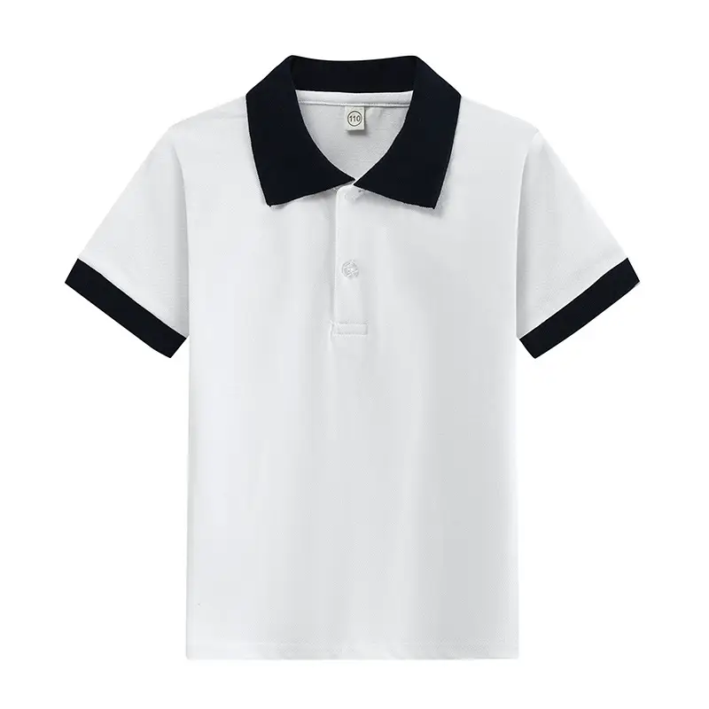 Children's White Polo Shirt T-Shirt Summer School Uniform for Primary and Secondary School Students Short-sleeved Kindergarten Garden Clothes T-shirt Pure Cotton Summer Clothes