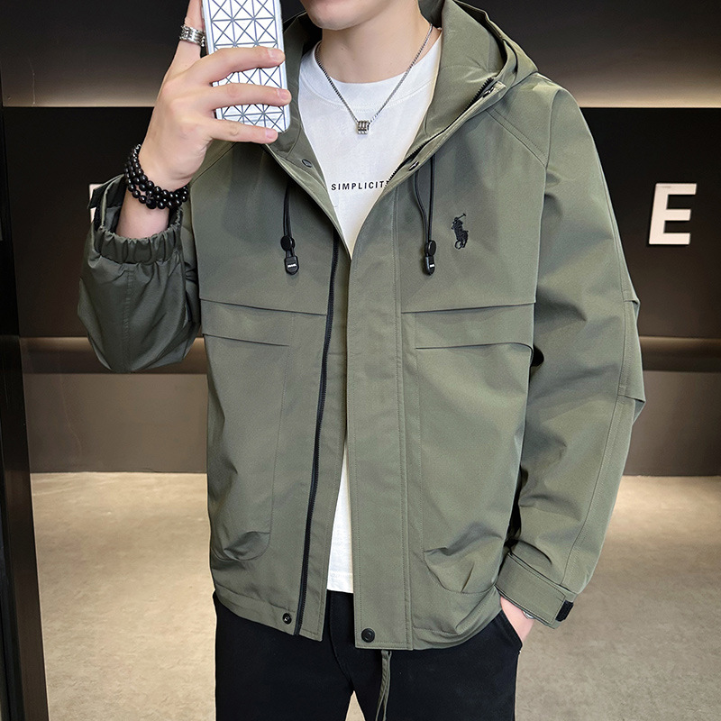 Men's Hooded Jacket 2026 New Spring and Autumn Trendy Brand Embroidered Outdoor Mountain Style Thin Spring Jacket