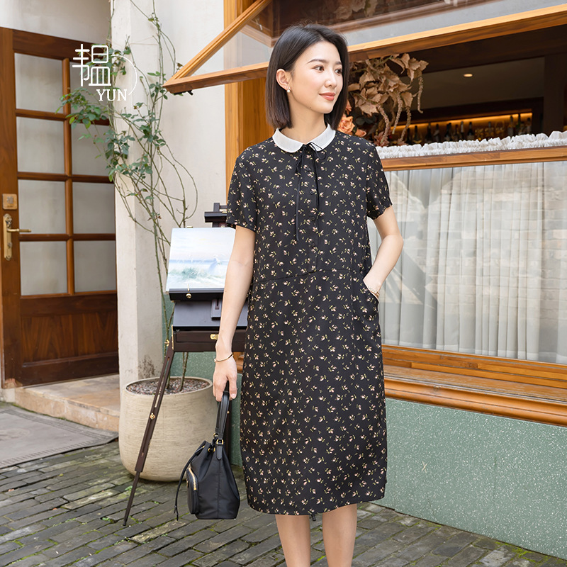 Yun Yun 2026 Summer New Style Floral Dress with Lapel for Women, Slim Fit, High-End Feel, Loose Design Dress