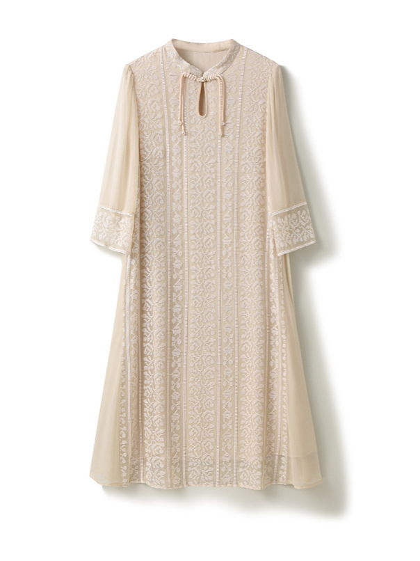 High-end Embroidered Guofeng Silk dress 2024 New Mother Dress New Chinese-style Hangzhou Silk Mulberry Silk Skirt