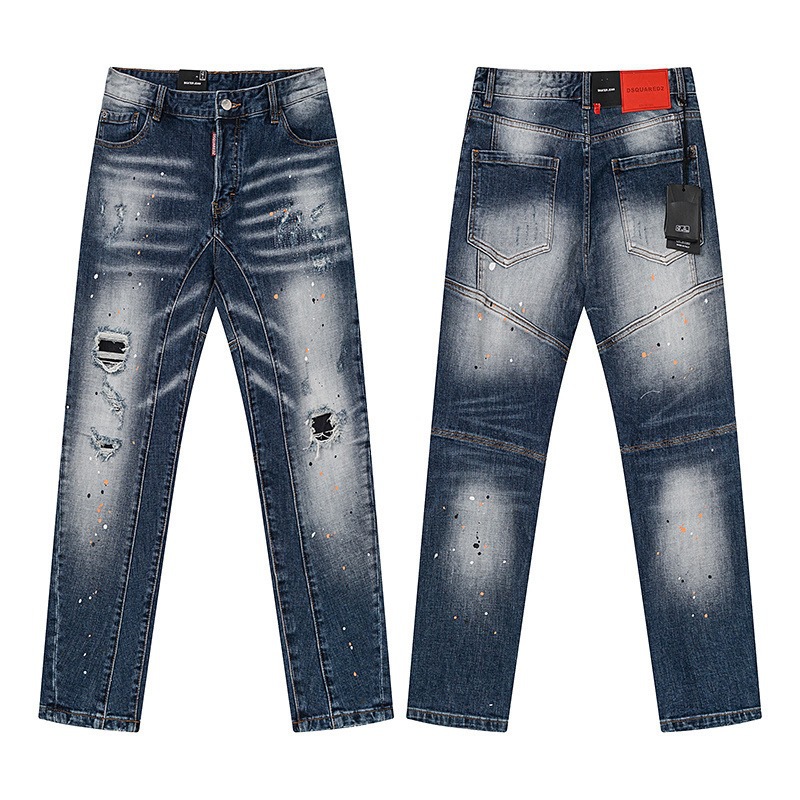 Cross-Border Trendy Brand Foreign Trade Dsquared2 Jeans American Trendy Brand European and American Style Washed Ripped Hip-Hop Men's Fashion