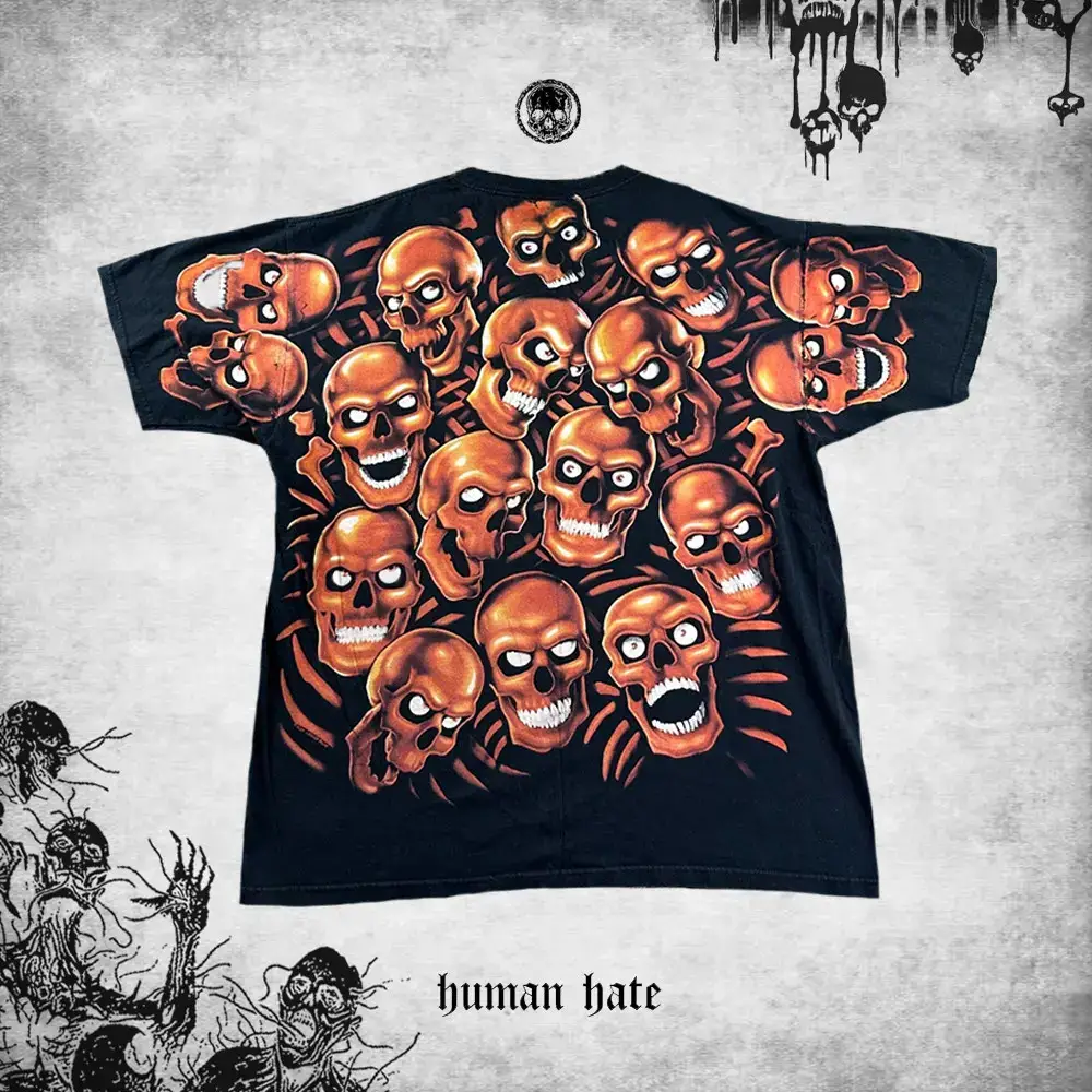 Rare! 330g Heavy-Duty Direct-Print Process! Affliction Dark Skull Xtreme Punk Style Short-Sleeve Shirt