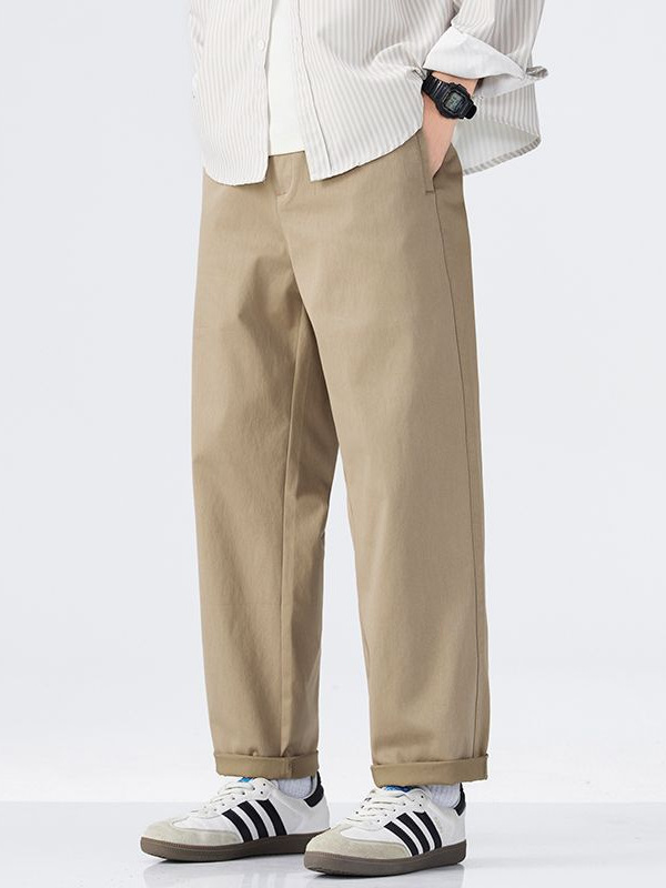 Mingge | American Solid Color Simple Versatile Loose Straight Pants Men's Autumn New Light Business Casual Trousers