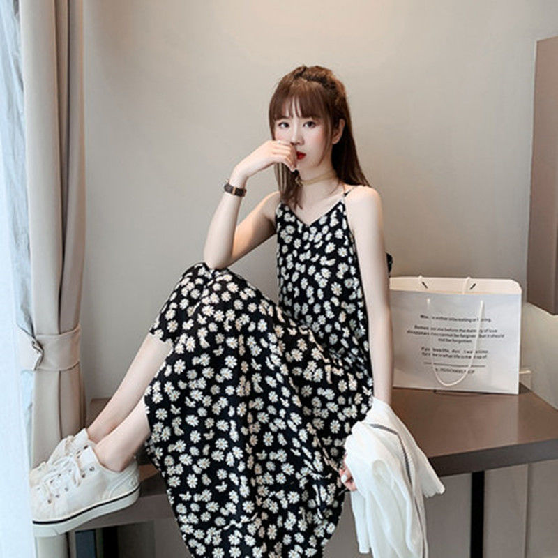 2025 Little Daisy Floral Chiffon Dress Fairy Slim Skirt Super Fairy French Suspender Girl Skirt