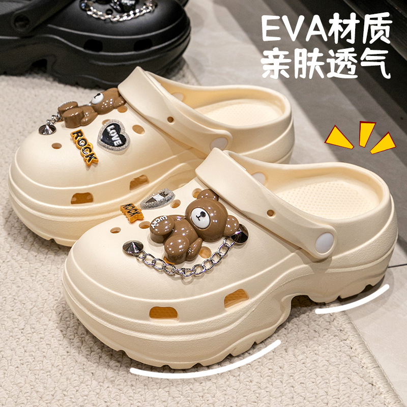 Women's Outer Cave Shoes Summer 2024 New Explosive Thick Sole Height Increasing Beach Non-slip Baotou Sandals for Women