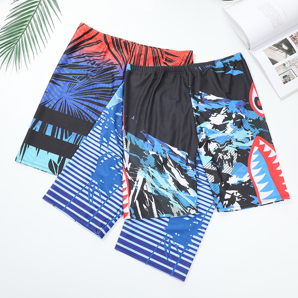 Fashion Cartoon Print Men's Swim Shorts, Quick-Dry, Loose, Anti-Embarrassment Beach Swim Shorts, Soft and Comfortable Hot Spring Shorts