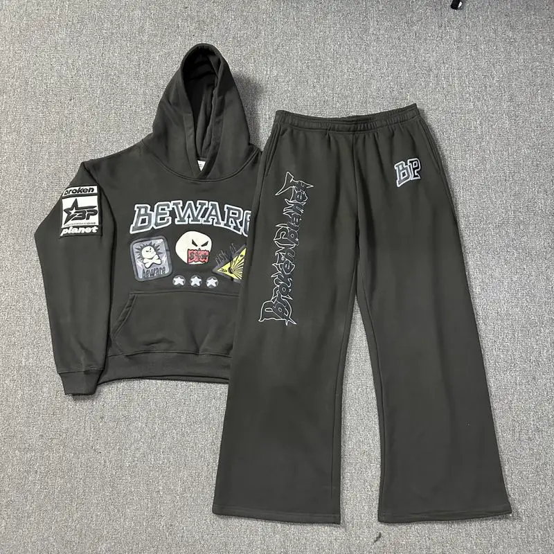 Broken Planet Hooded Sweatshirt Suit Pants Trendy Brand Loose Street Versatile Retro Hoodie for Men and Women