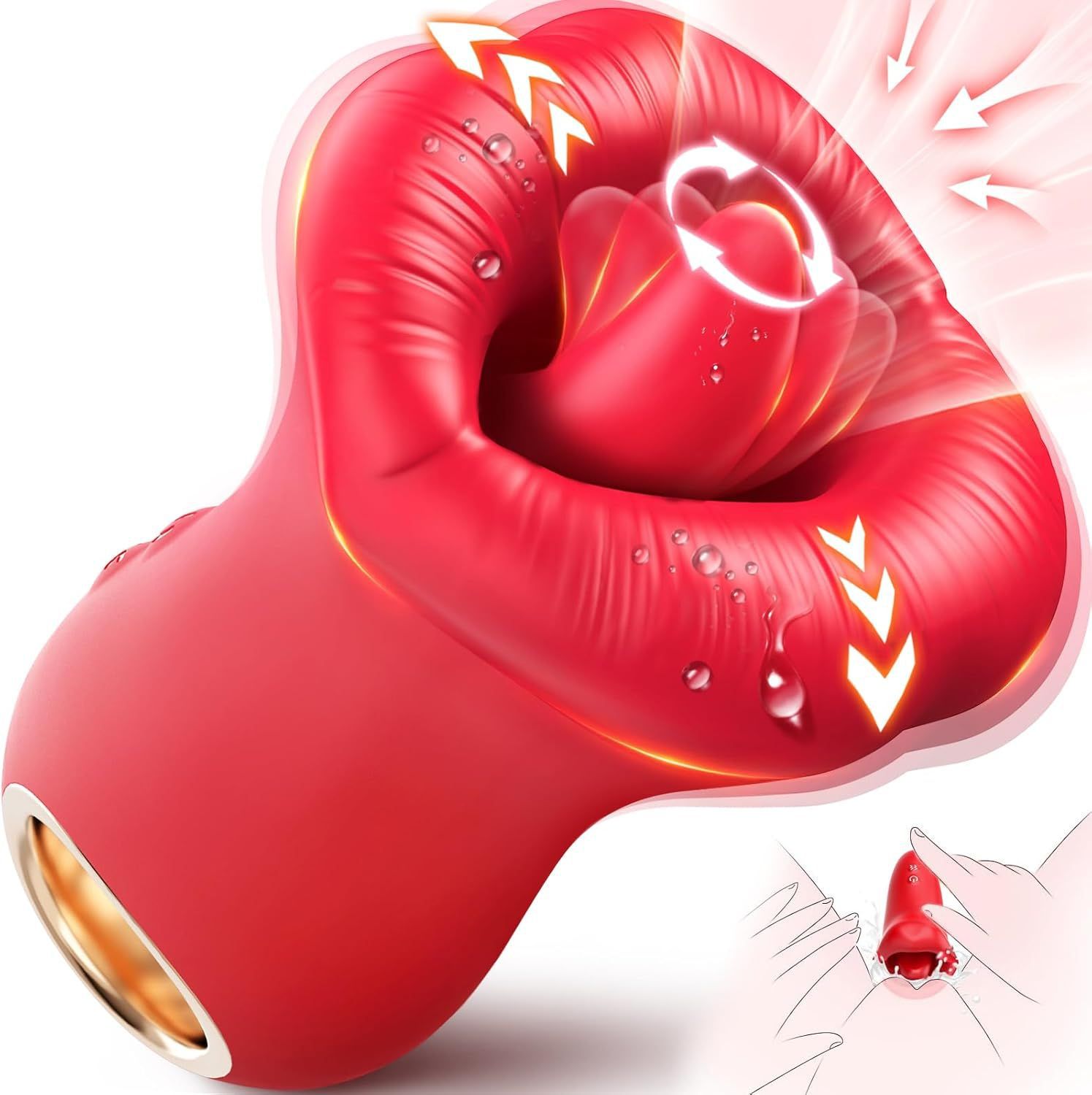 Cross-border tongue licking rotary vibrator mouth bite vulva nipple massage stimulation teaser masturbation second tide tool