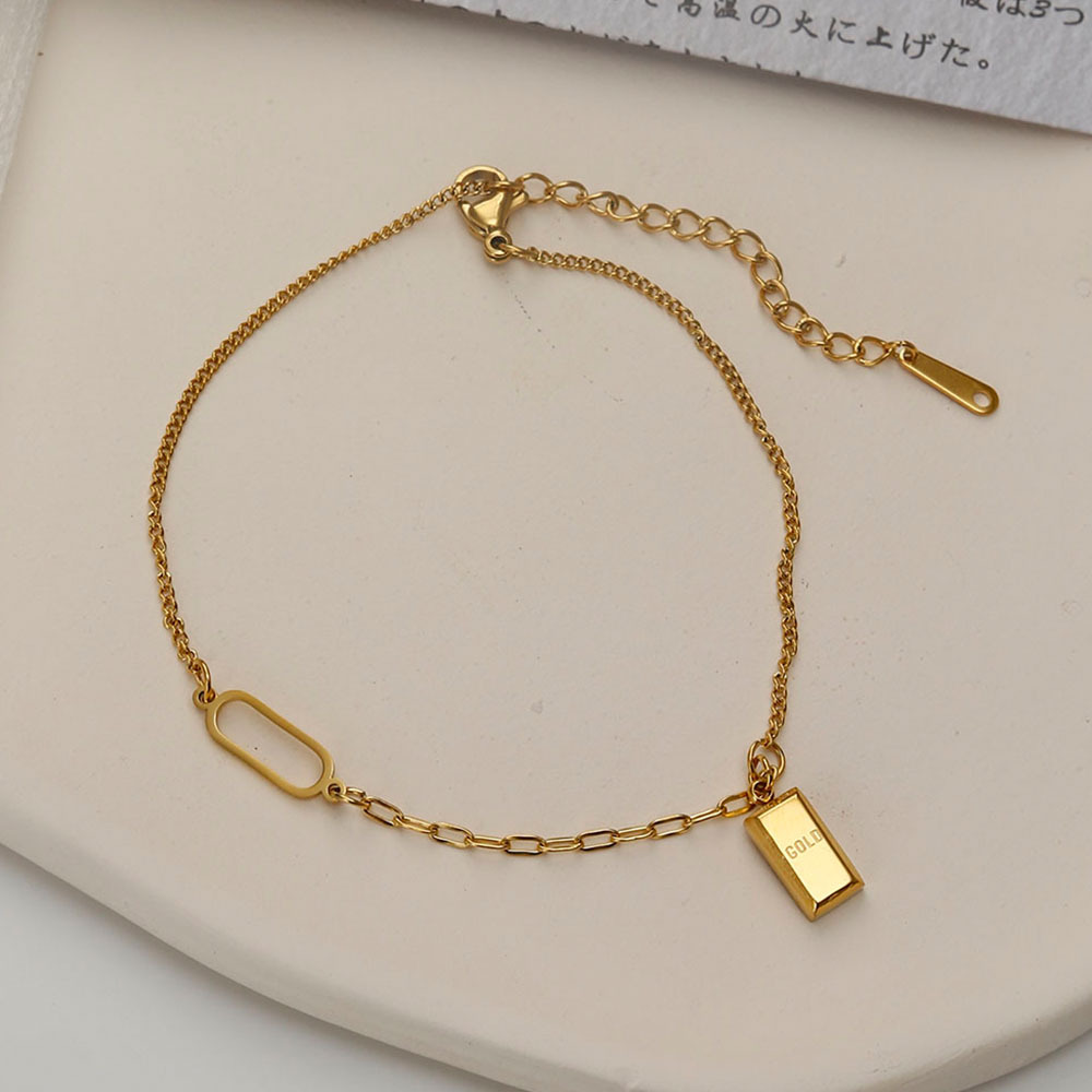 High-End Rich Gold Brick Gold Bar Anklet for Women Titanium Steel Non-Fading 2025 New Niche Design Accessible Luxury Anklet