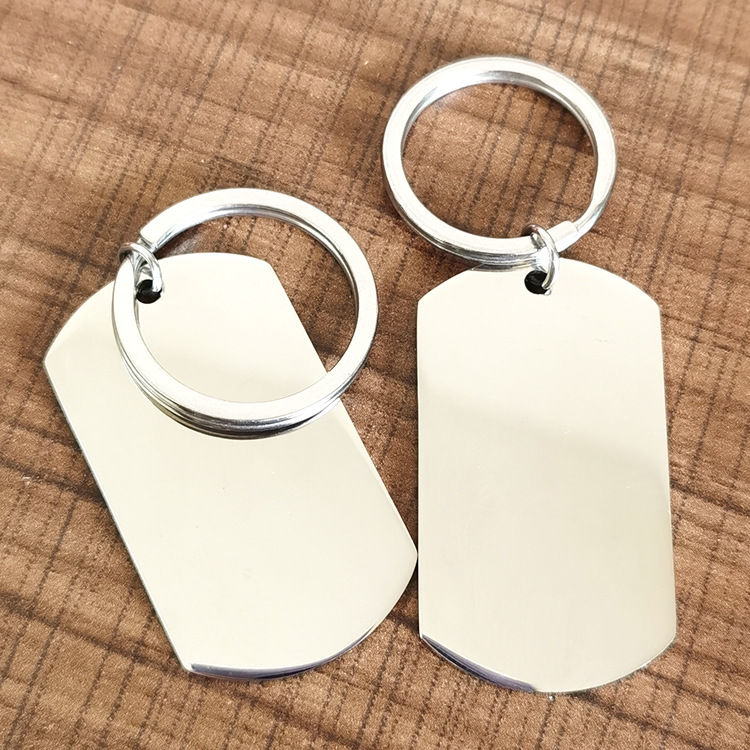 Polished Stainless Steel Key Ring Hanging Tag Pendant Military Tag Titanium Steel Dog Tag Keychain Personalized Laser Marking