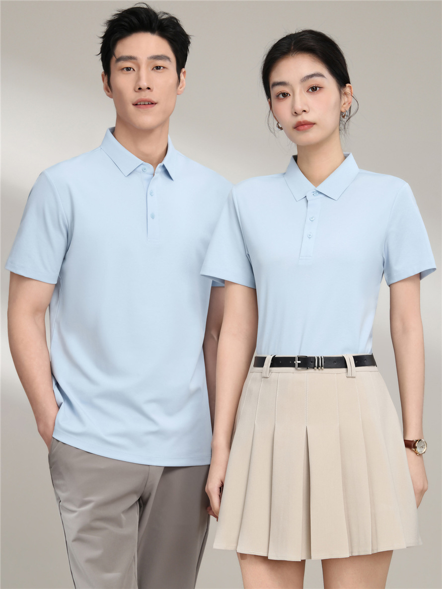 210g 60-Count Tencel Lyocell Polo Shirt Short-Sleeved Lapel T-Shirt Men's and Women's Corporate Workwear Tops Custom-Made