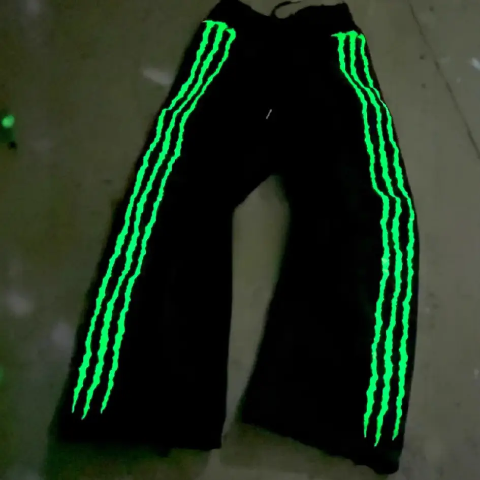 2025 European and American Cross-Border Paw-Shaped Hip-Hop Street Rap Fluorescent Fun Casual Loose Pants Wholesale