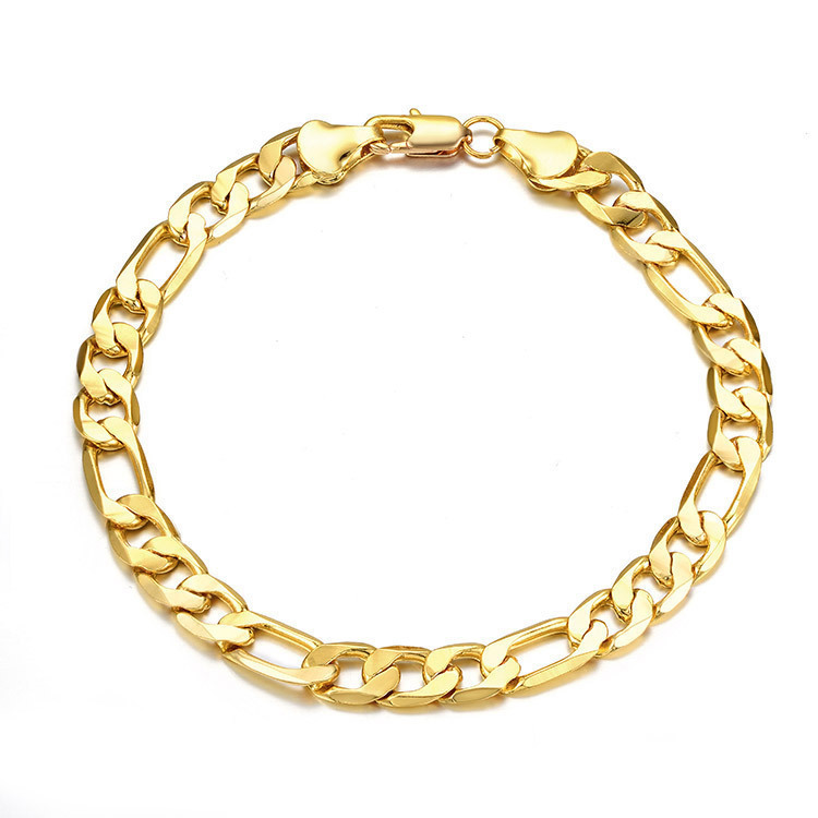 European and American Cross-Border Temu Jewelry Electroplated 18K Figaro Three-To-One Fashion Bracelet for Men and Women, Silver-Plated Bracelet
