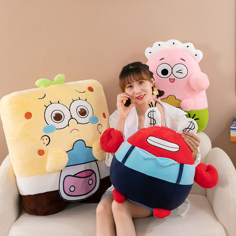 Super cute spongebob doll pie star doll plush toy girl sleeping pillow push birthday gift