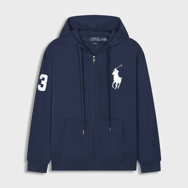 Spring and Autumn Lightweight Rl Hooded Cardigan Solid Color Sweatshirt Embroidered Loose Oversized Polo Men's Jacket foto QC de 1688 en Qualit.ly