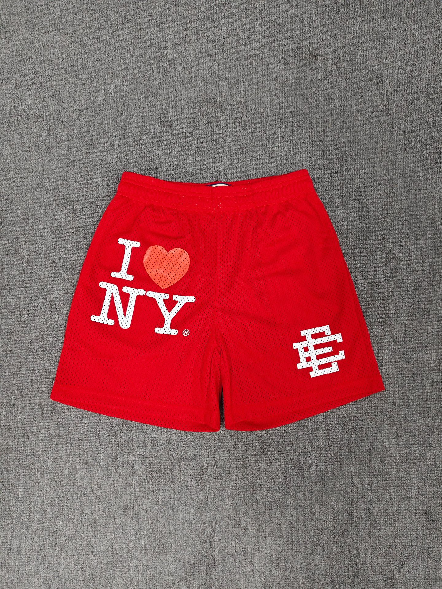 European and American Fashion Brand Quarter Pants I Love New York Heart Mesh Sweatpants Fitness Basketball Swimming Trunks Ee Quick-Drying Shorts