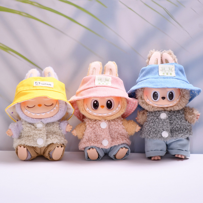 Only Clothes] 1St and 2Nd Generation Labubu Pendant Hat Plush Vest Set Vinyl Labubu Baby Clothes Replacement