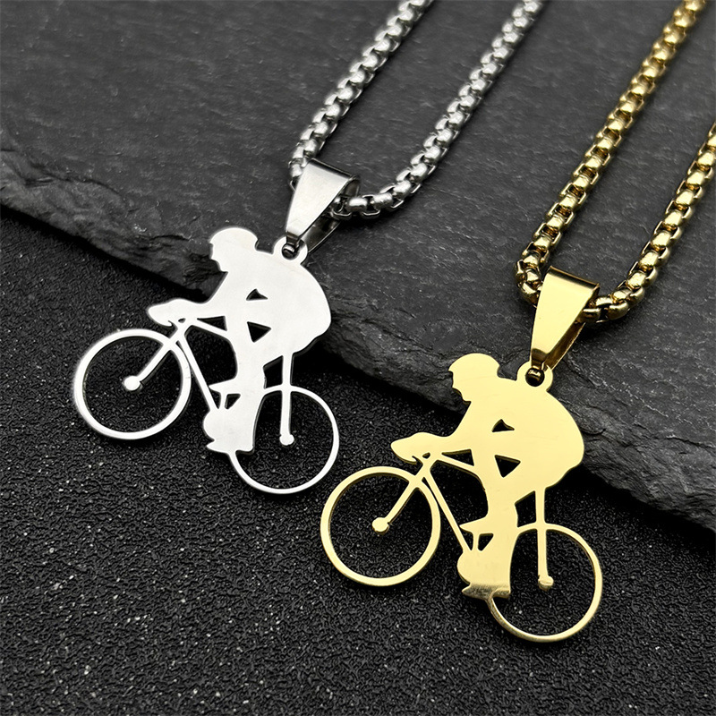Cross-border New Product Amazon Bicycle Lovers Road Bike Stainless Steel Necklace Gift Accessories