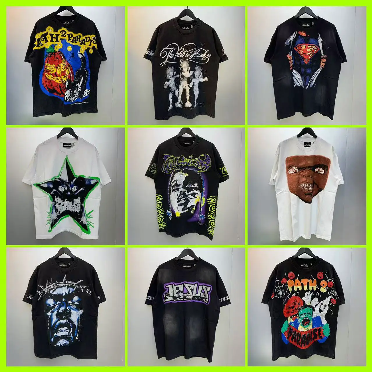 Cross-border Wholesale American High Street Hell Head Printing Men and Women Casual Loose T-Shirt Teenager Hip-hop Short Sleeve