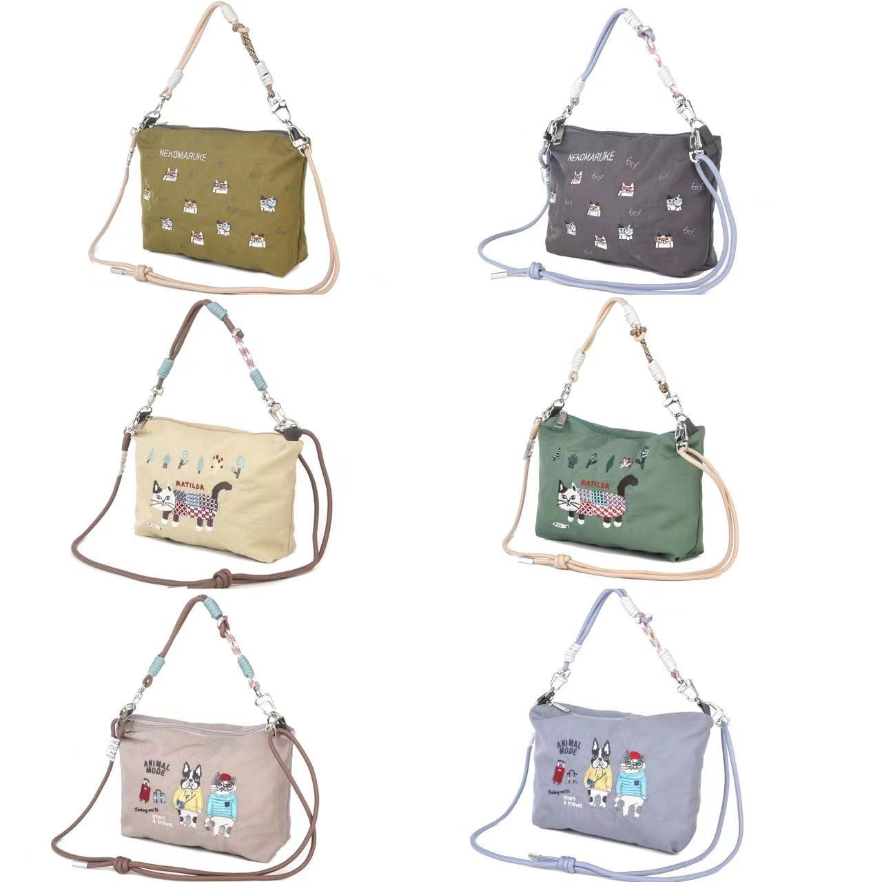 Japanese Kusuguru Heavy Embroidered Cat Polyester Shoulder Bag Crossbody Bag Handbag Cartoon Bag Commuter 219