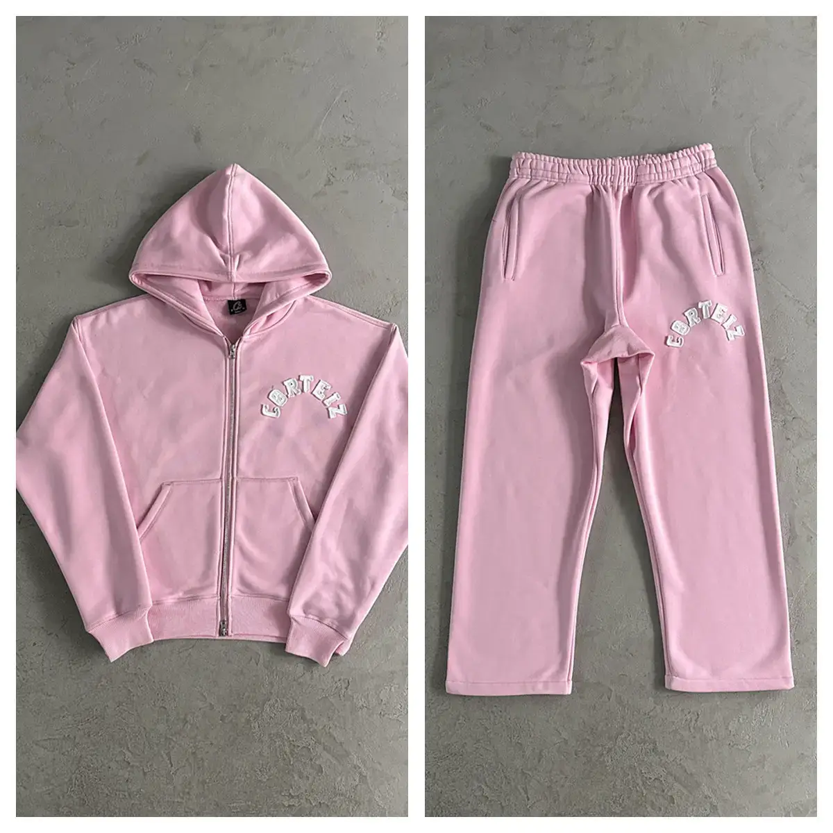 Corteiz Autumn and Winter New Patch Hooded Sweatshirt Suit Sweatpants Hip-Hop Street Style Loose Casual Sweatshirt