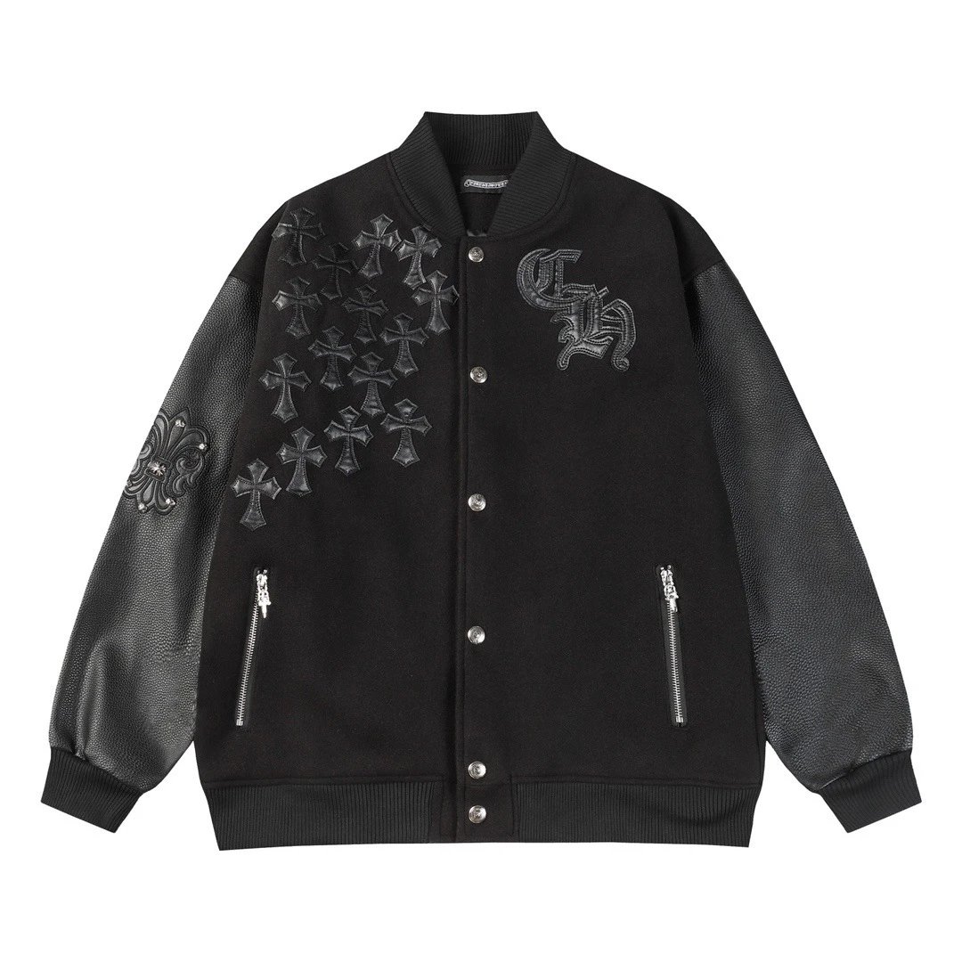 (BestQua…) Cross-border high-quality ch cross veneer embroidery baseball jacket — factory-direct wholesale with drop shipping: findsindex.com