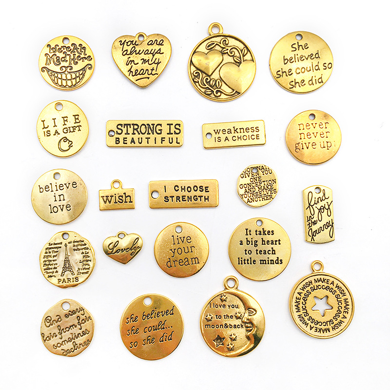 21 Sports Fashion English Alphabet Brand diy Bracelet Necklace Keychain Accessories Gold Alloy Jewelry Pendant