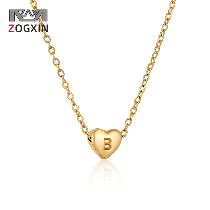 European and American Ins Style Stainless Steel Heart Letter Necklace Titanium Steel Jewelry Heart-Shaped Letter Niche Clavicle Chain Wholesale