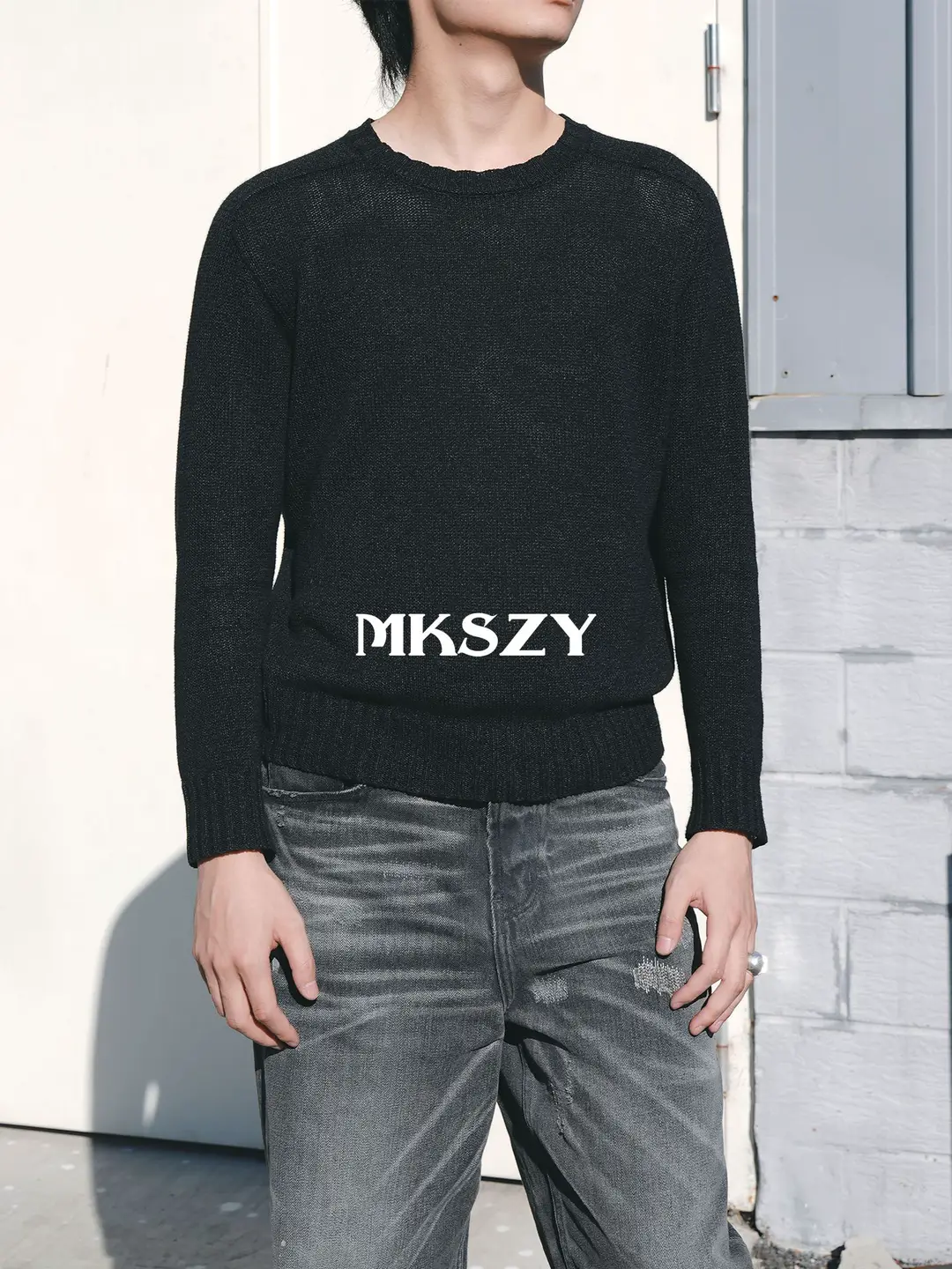 Mkszy Light Pioneer Km2629-In Pioneer Sweater and Paper Yarn Warm Fitted Knit Sweater