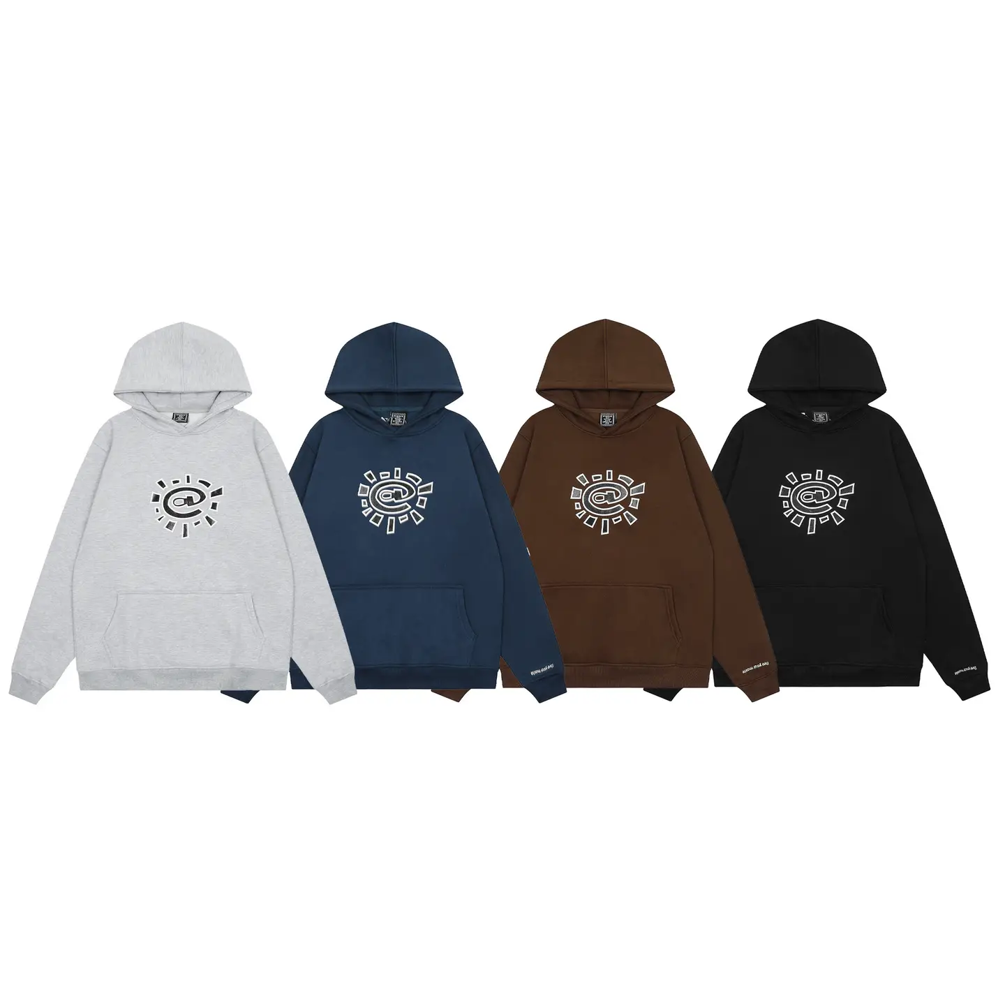 Cross Border ADWSYD Sun Roll Hip Hop fleece-lined Hooded Loose Sweatshirt American Style High Street Casual Loose Trousers for Men and Women