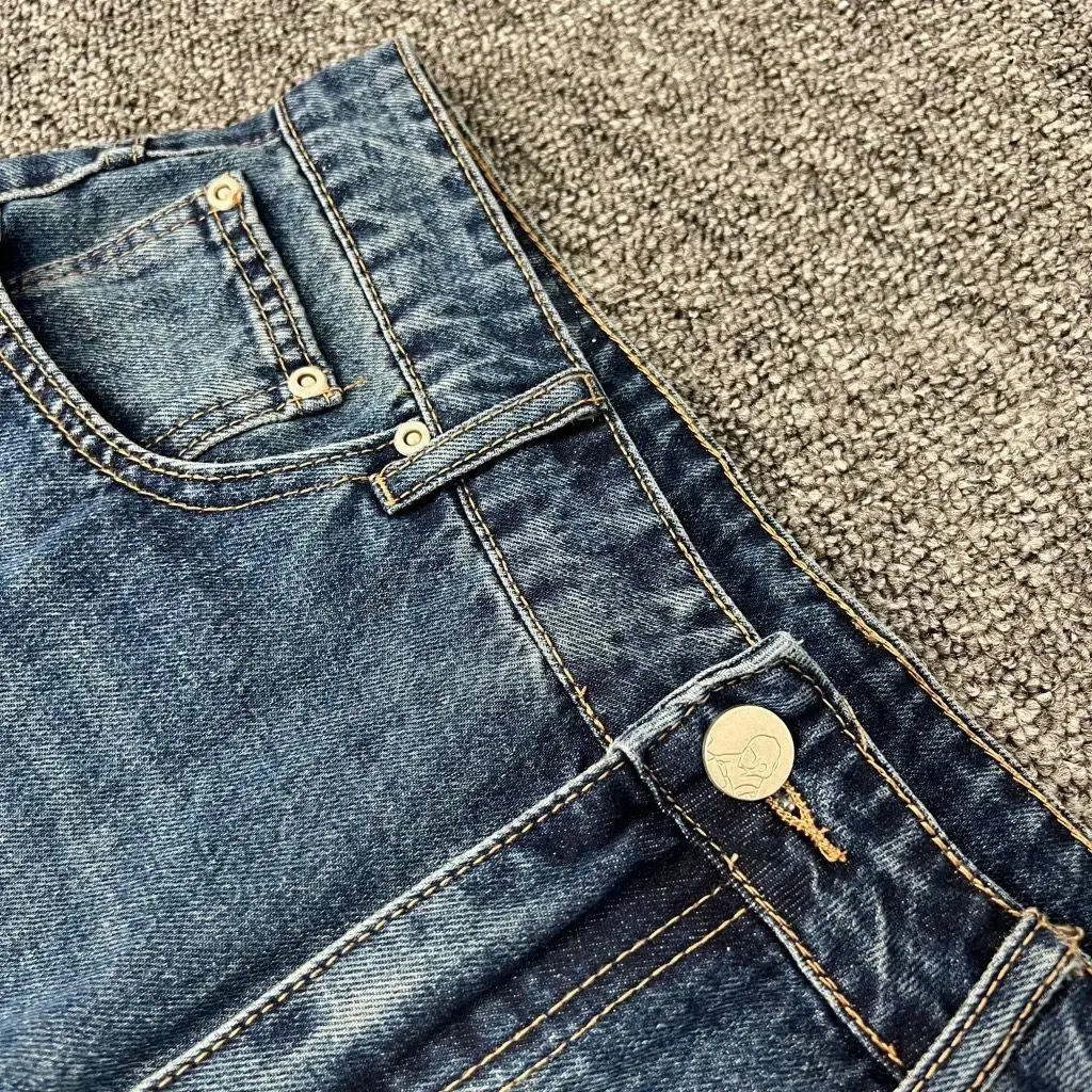 Derschutz Venus Denim Bule Venus Denim Pants American Retro Washed Distressed Loose Fit